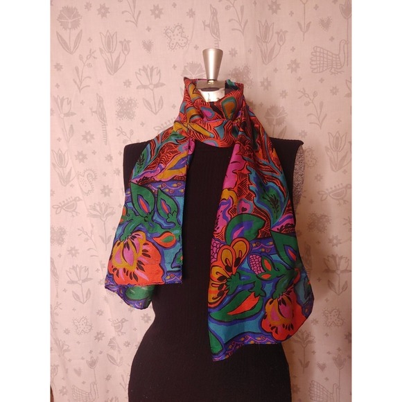Accessories - Floral Long Bandana Scarf Blue Green Pink‎ Red Hair Neck Head Accessory